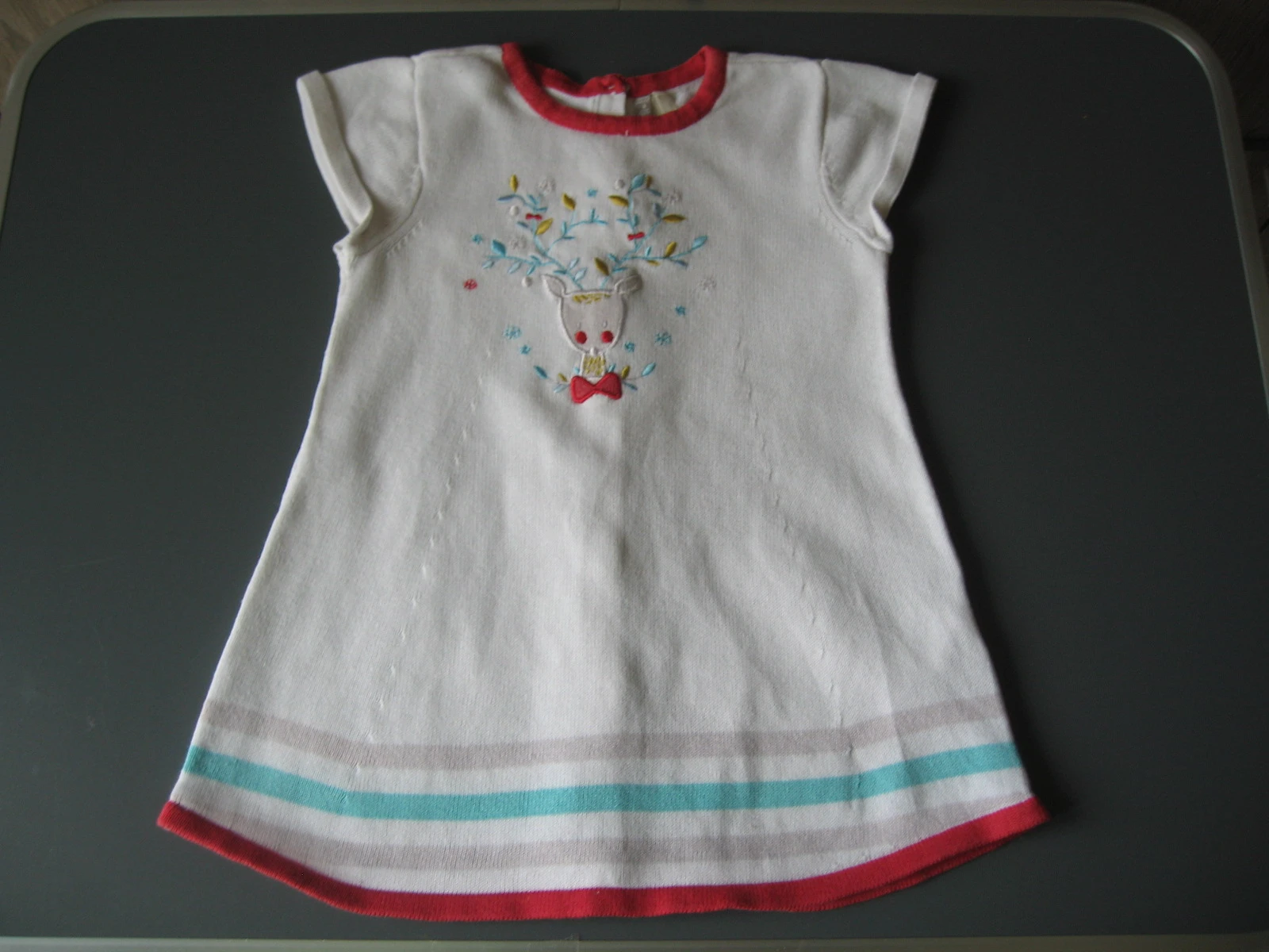 🌟 Magnifique Robe en Maille Tricot – Orchestra – Broderies Faon – 9 mois